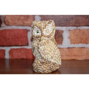 Vintage Owl Seashell Art Statue Figurine Shells